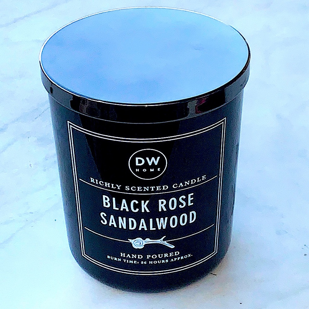 DW HOME CANDLE BLACK ROSE SANDALWOOD 2 WICK RICHLY SCENTED BLACK SOY WAX NEW 15o